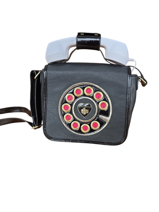 Betsey Johnson Handbags - Betsey Johnson Black Crossbody Phone Novelty Bag with Pink/Red Dial Accents